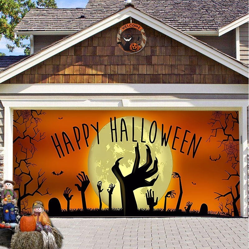 Halloween Garage Background Decoration Hanging Cloth