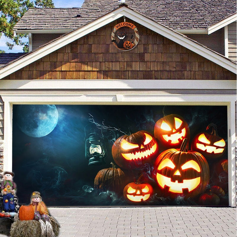 Halloween Garage Background Decoration Hanging Cloth