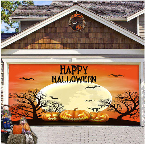 Halloween Garage Stickers Background Fabric