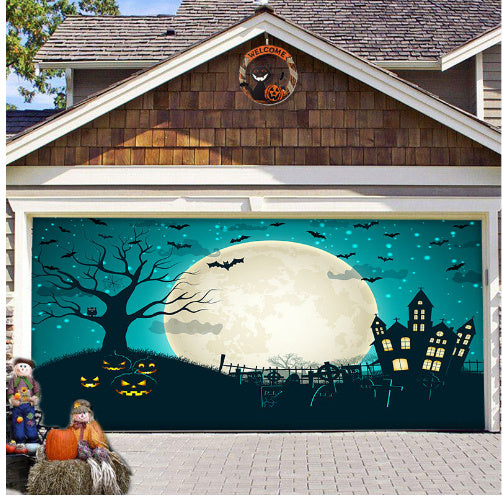 Halloween Garage Stickers Background Fabric